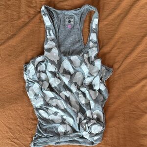 Vintage PINK Victoria's Secret Grey Tank with White Leopard sequin